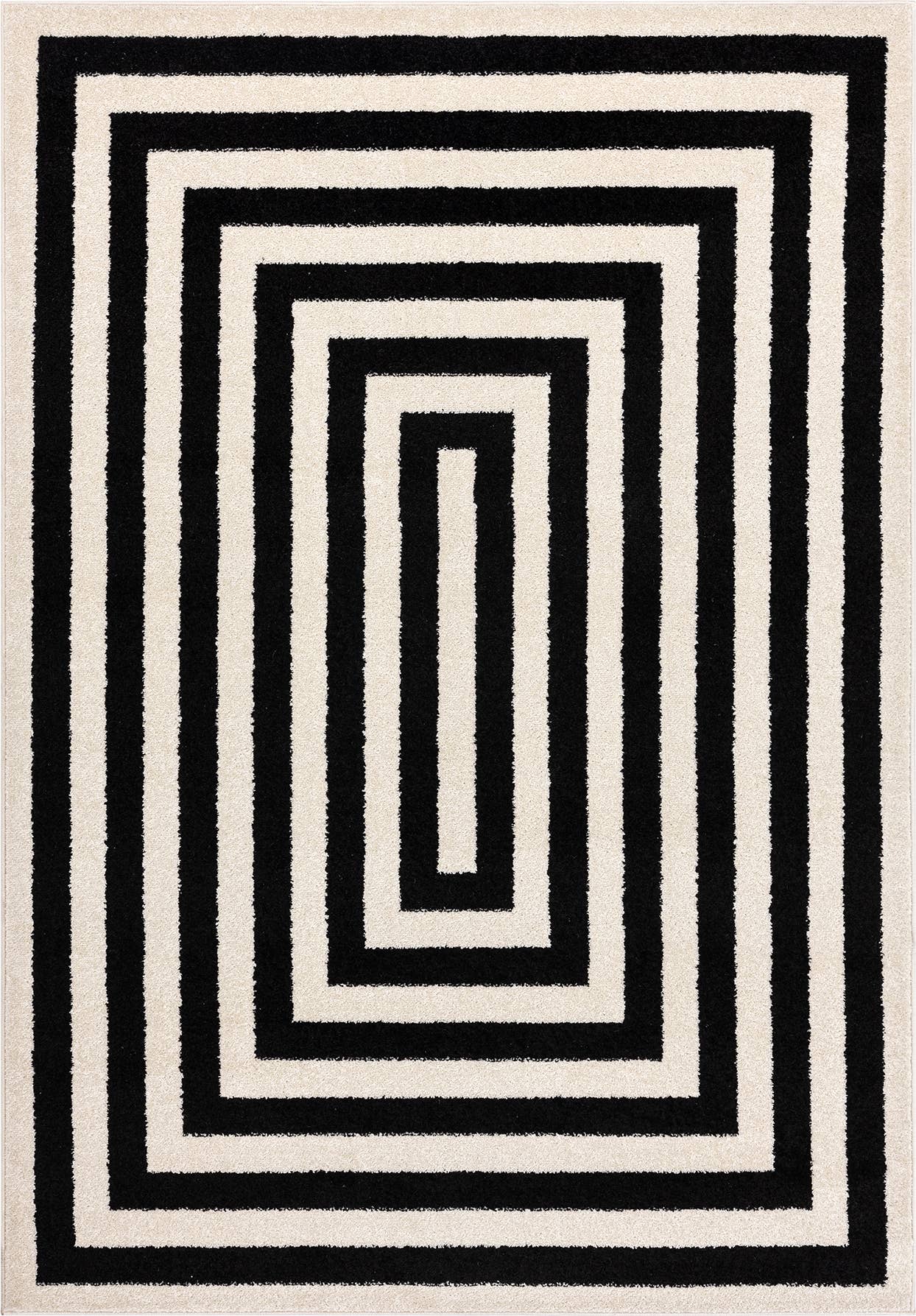 Abani Casa CAS120A -  Contemporary Black & Ivory Rectangular: 4' x 6'