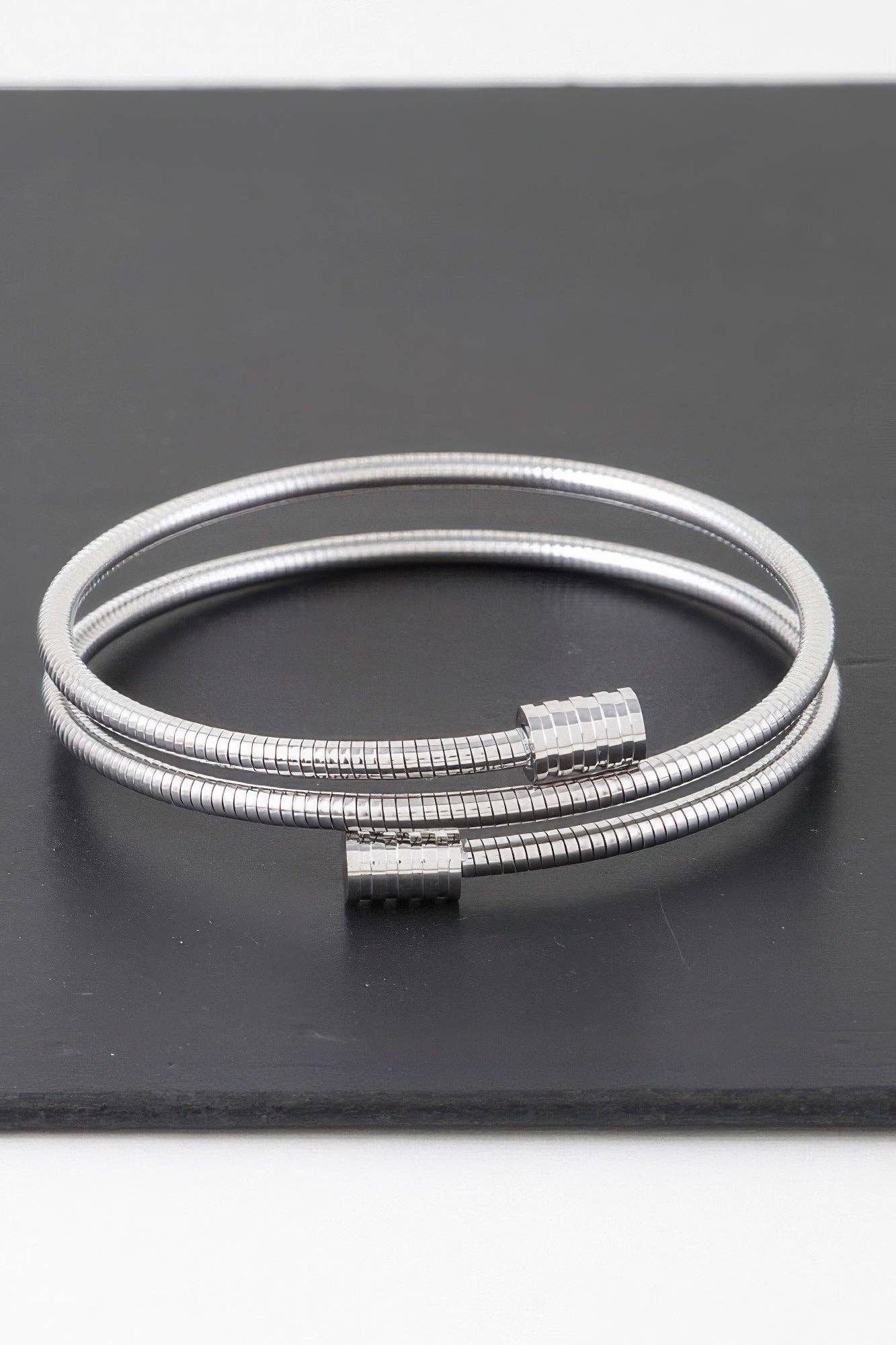 Coil Wrapped Bracelet: Silver