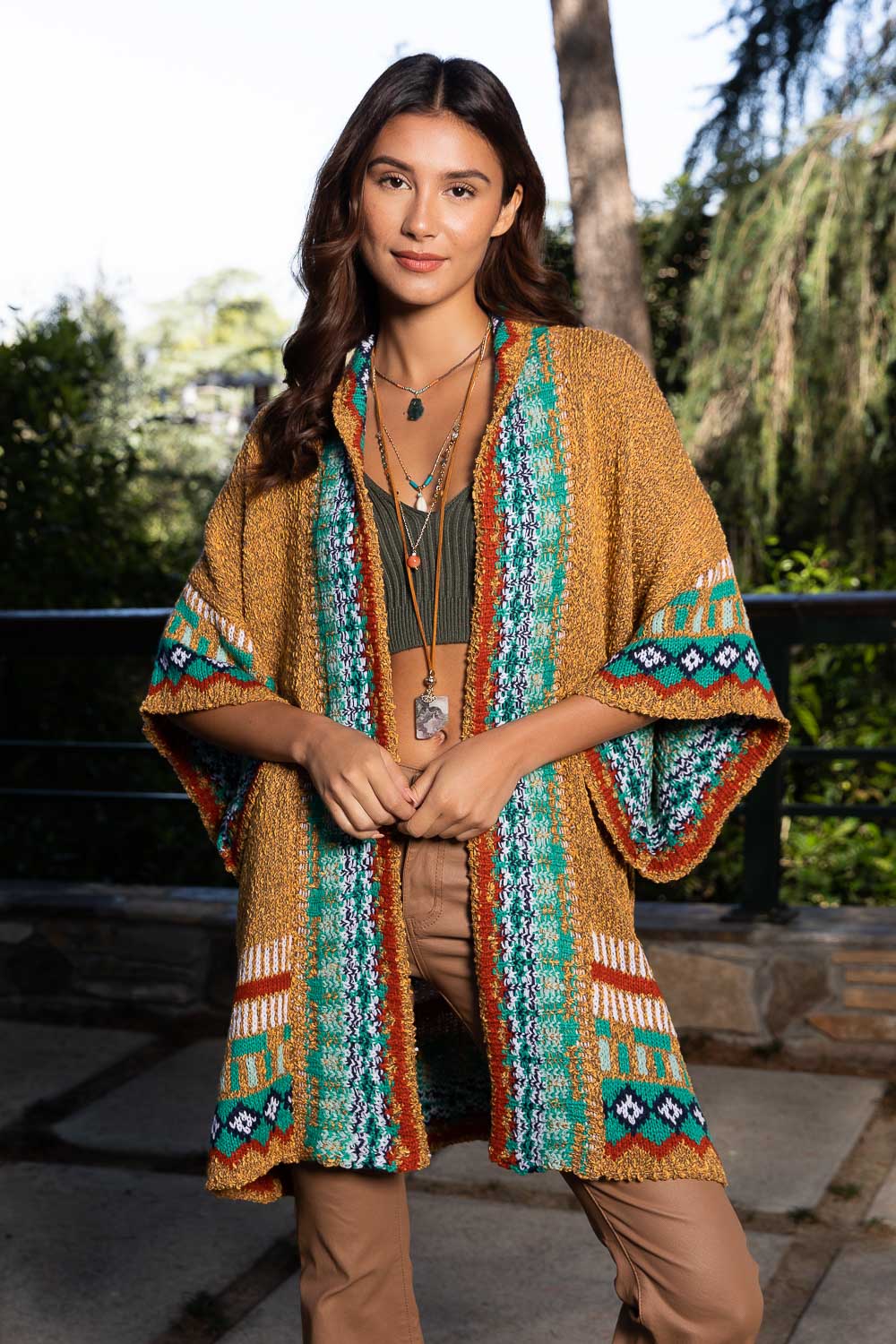 Kachina Tapestry Knit Cardigan Ruana Ponchos One Size /