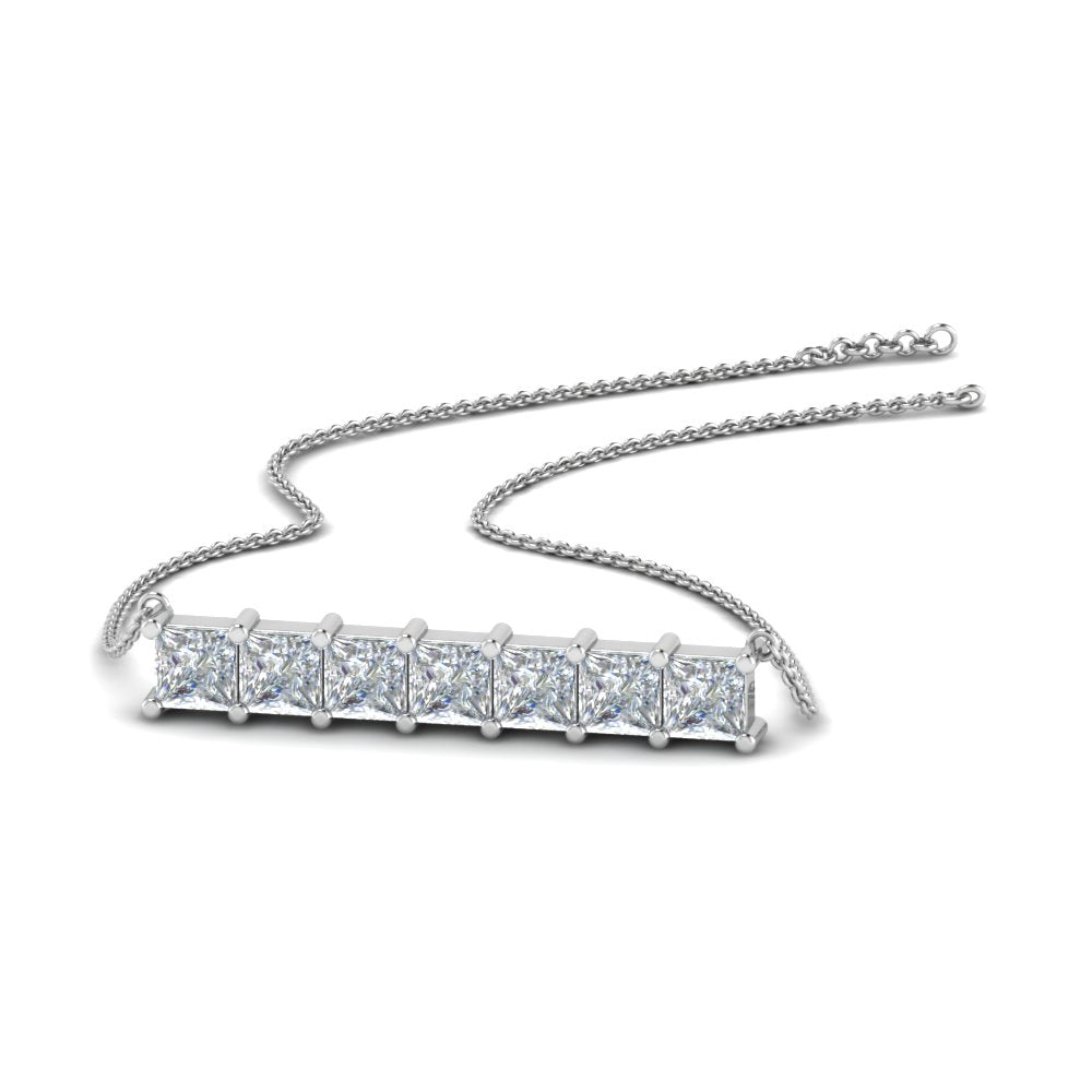 Princess Cut Horizontal Bar Pendant