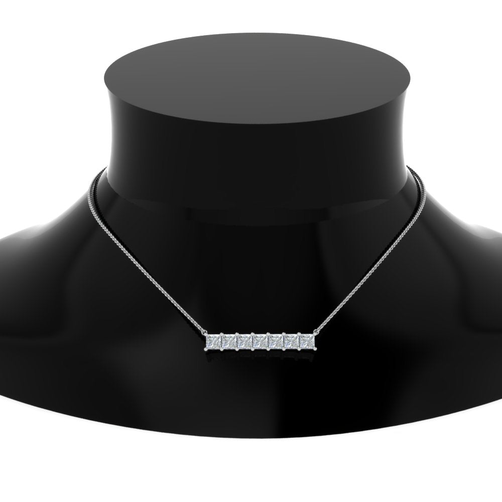 Princess Cut Horizontal Bar Pendant