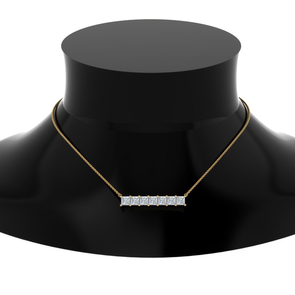 Princess Cut Horizontal Bar Pendant