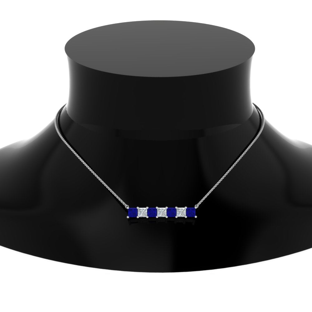 Princess Cut Horizontal Bar Pendant