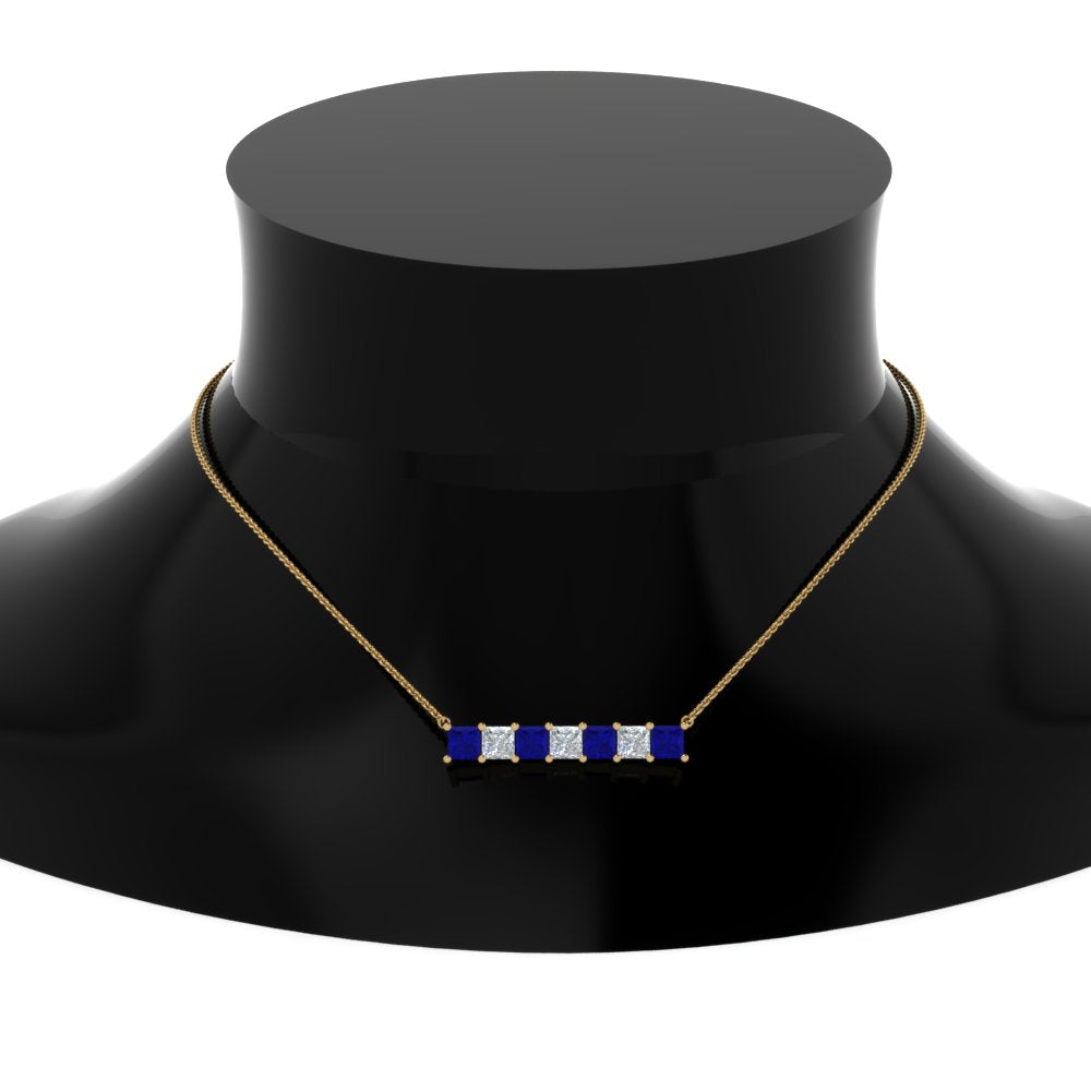 Princess Cut Horizontal Bar Pendant