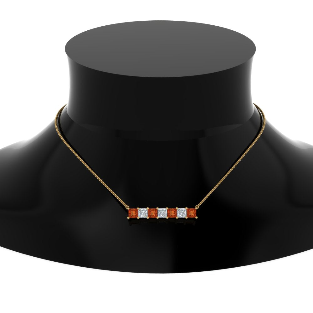 Princess Cut Horizontal Bar Pendant
