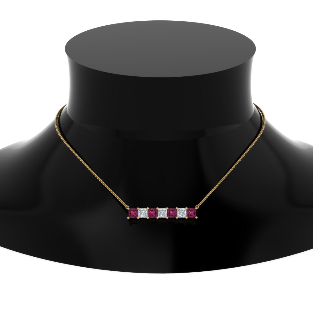 Princess Cut Horizontal Bar Pendant