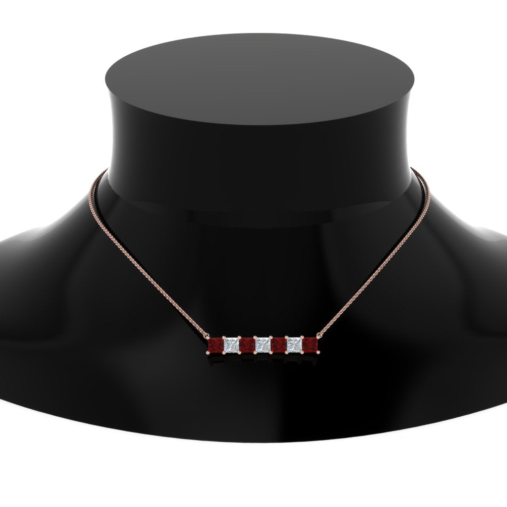 Princess Cut Horizontal Bar Pendant
