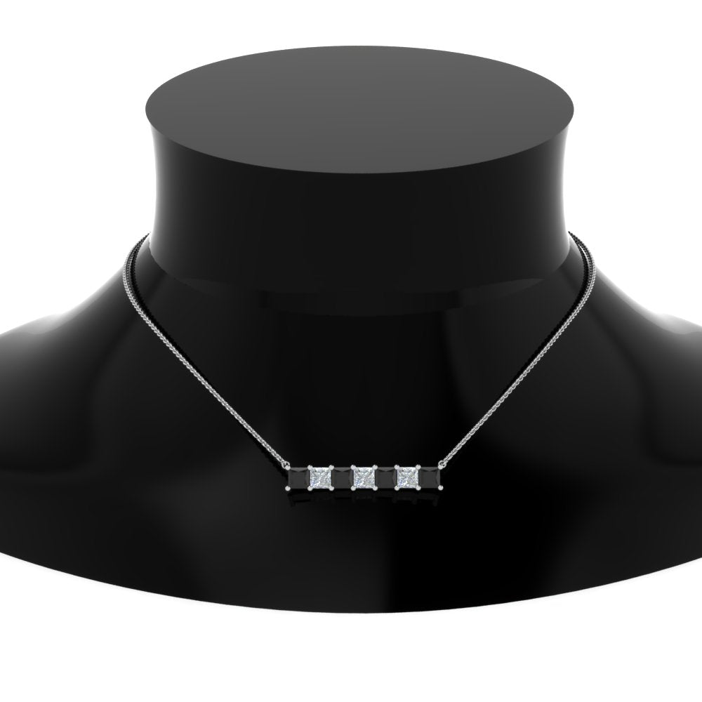 Princess Cut Horizontal Bar Pendant