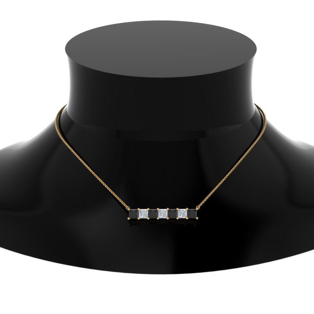 Princess Cut Horizontal Bar Pendant