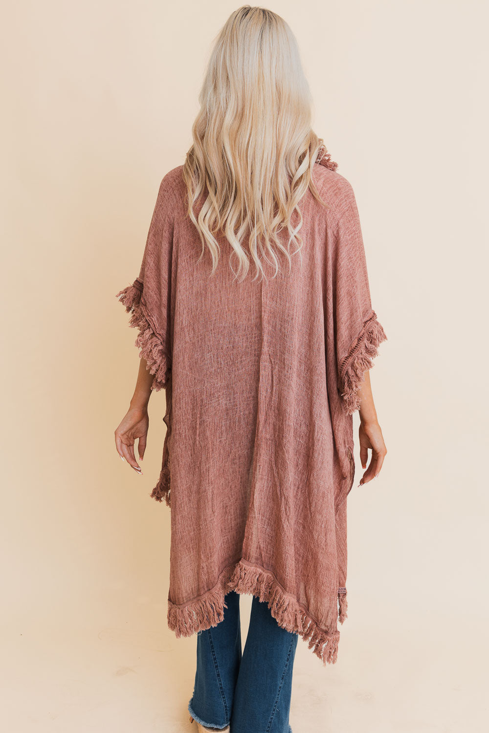 Sun Bleached Fringe Ruffle Kimono Kimonos
