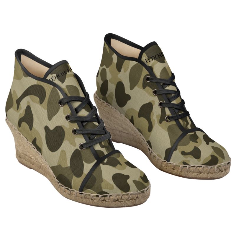 FÉTICHE BV Signature  Camo Designer Wedge Espadrilles