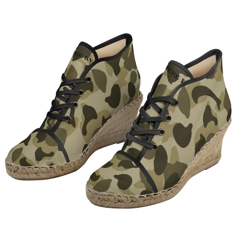 FÉTICHE BV Signature  Camo Designer Wedge Espadrilles