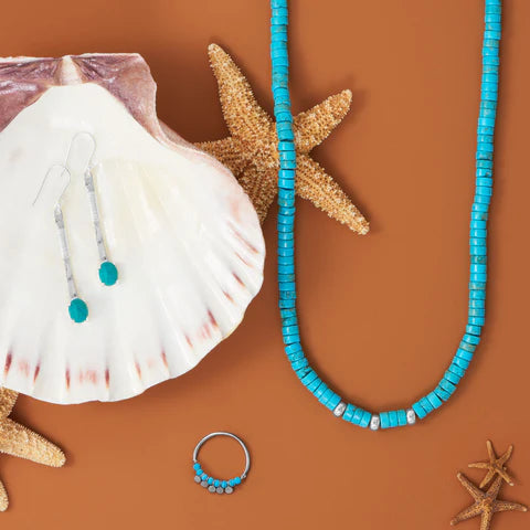 Turquoise Heshi Bead Necklace