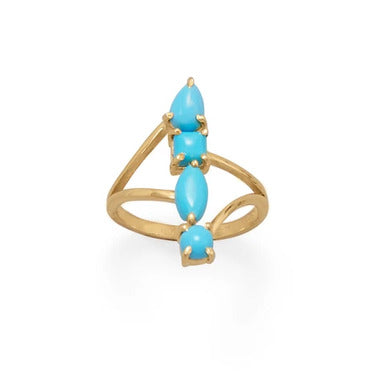 Four The Glam Synthetic Turquoise Ring