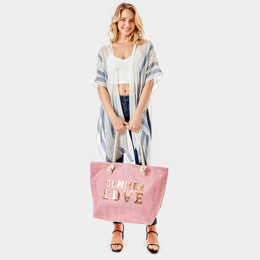 Summer Love Message Glitz Beach Tote Bag
